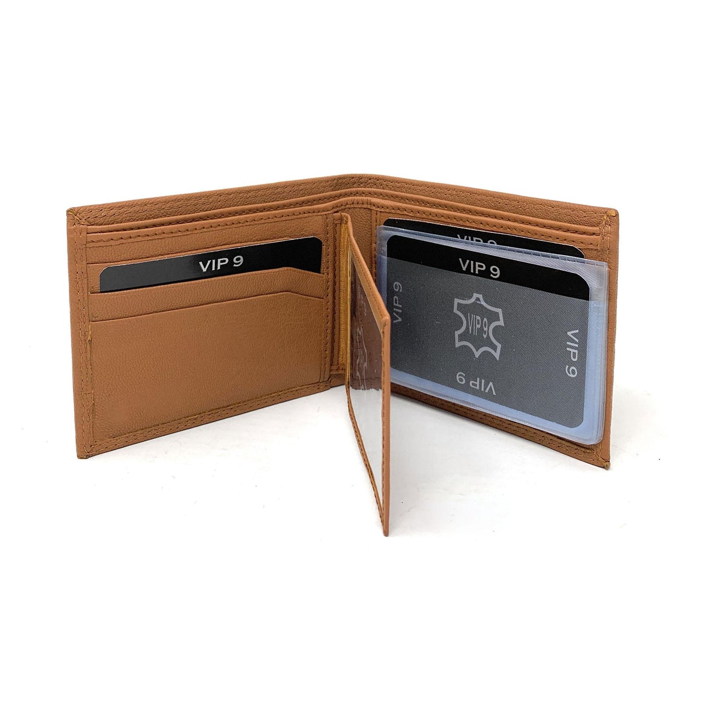 Empire Cove VIP Classic Genuine Leather Slim Bifold Wallets Side Flip ID-Black-
