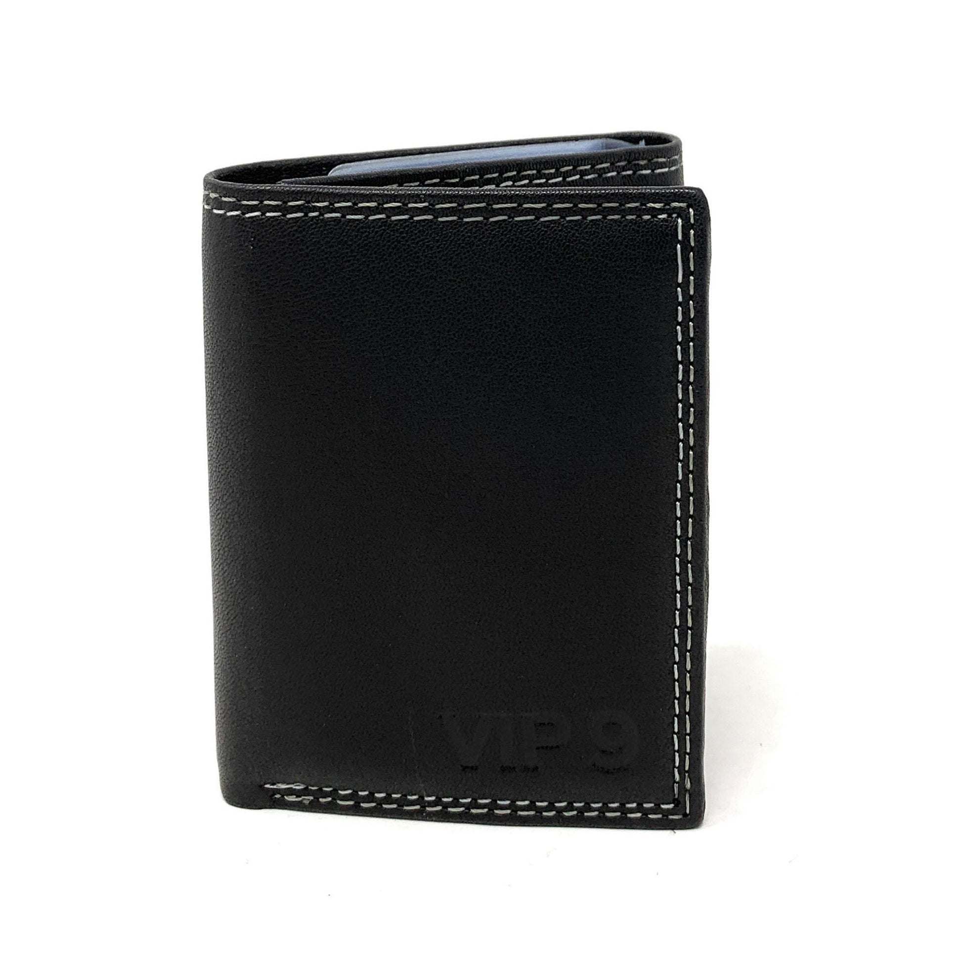 Empire Cove VIP Classic Genuine Leather Slim Trifold Wallets Cash Card ID Slots-Black-