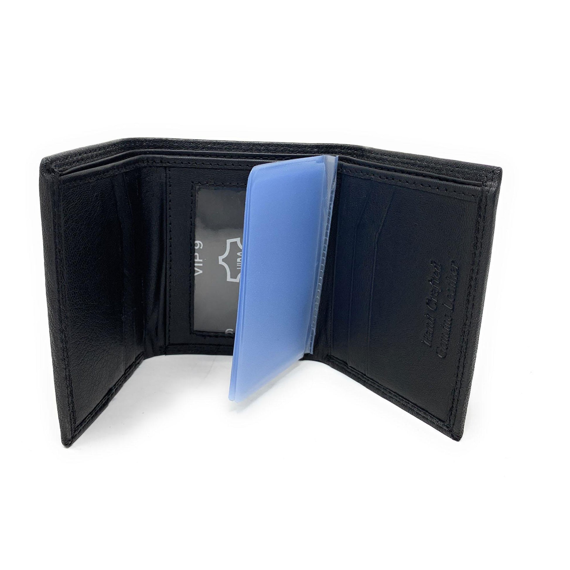 Empire Cove VIP Classic Genuine Leather Slim Trifold Wallets Cash Card ID Slots-Black-