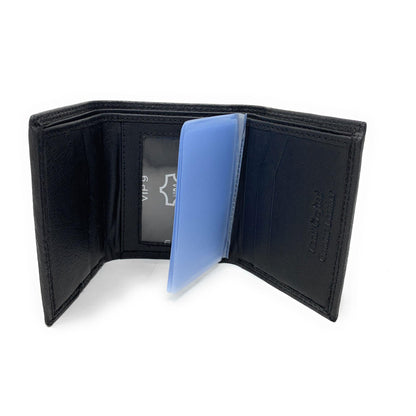Empire Cove VIP Classic Genuine Leather Slim Trifold Wallets Cash Card ID Slots-Black-
