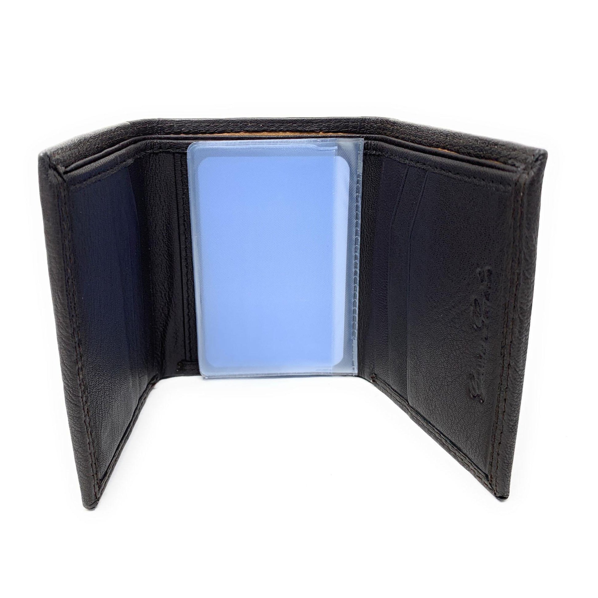 Empire Cove VIP Classic Genuine Leather Slim Trifold Wallets Cash Card ID Slots-Black-