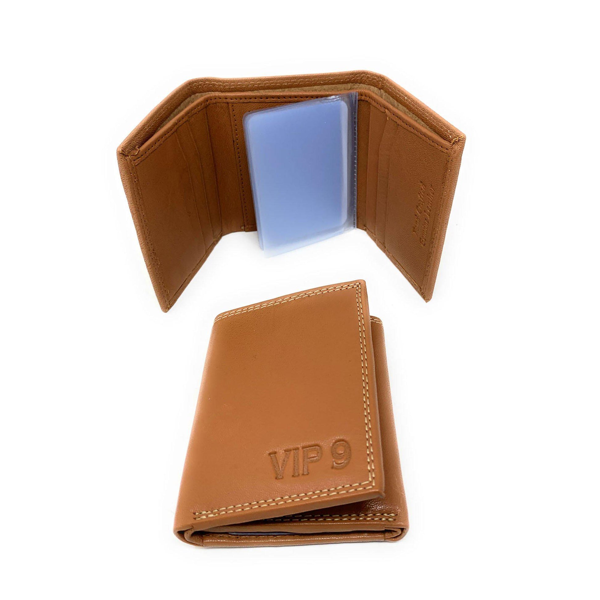 Empire Cove VIP Classic Genuine Leather Slim Trifold Wallets Cash Card ID Slots-Black-