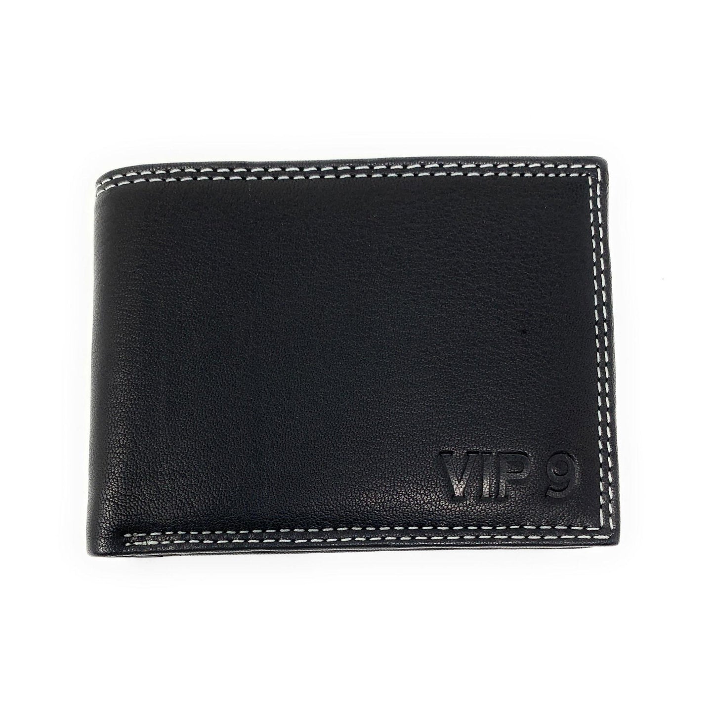 Empire Cove VIP Classic Genuine Leather Slim Bifold Wallets Inside Flip Up ID-Black-