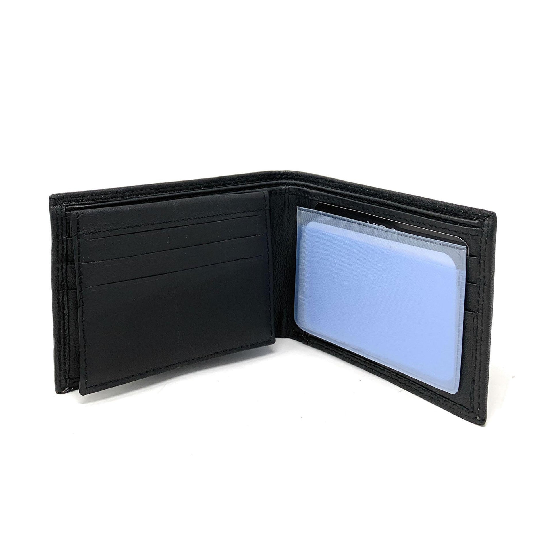 Empire Cove VIP Classic Genuine Leather Slim Bifold Wallets Inside Flip Up ID-Black-