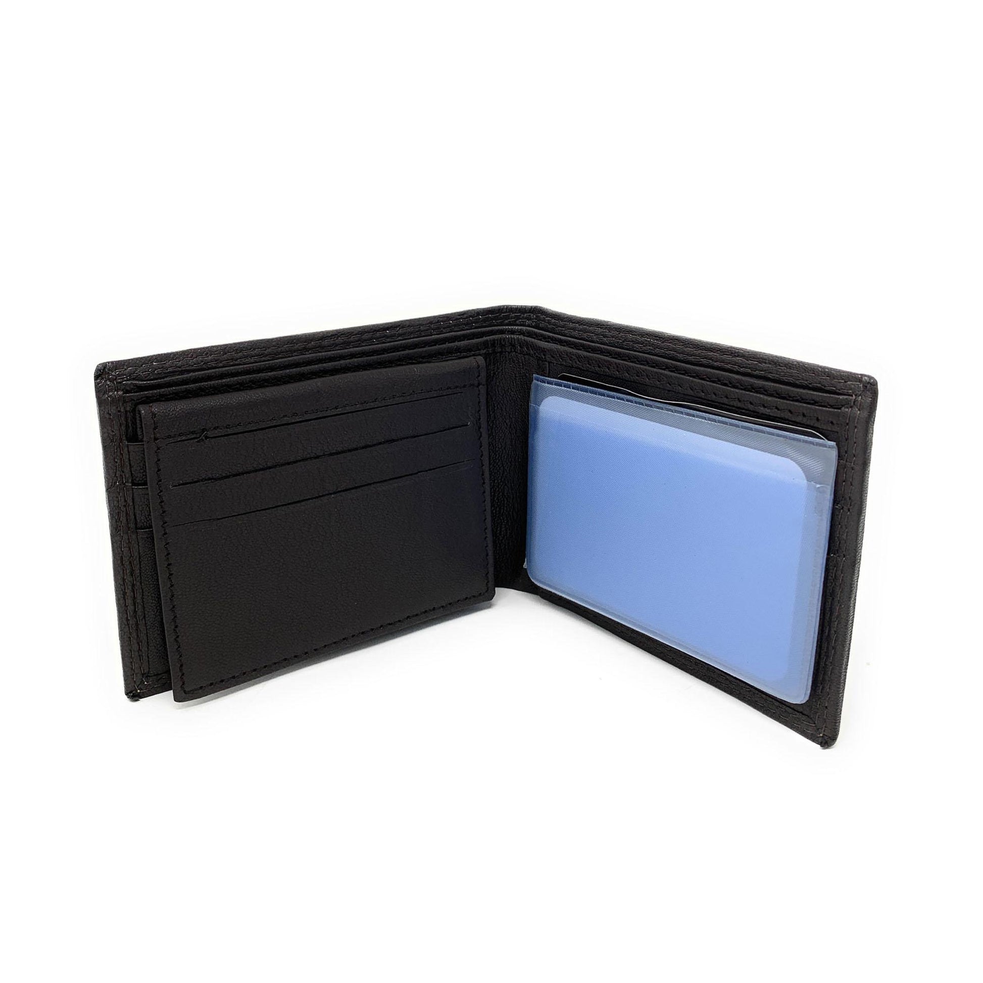 Empire Cove VIP Classic Genuine Leather Slim Bifold Wallets Inside Flip Up ID-Black-