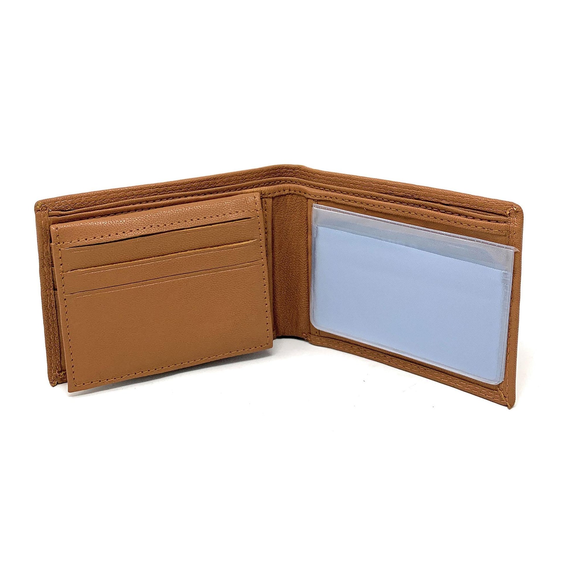 Empire Cove VIP Classic Genuine Leather Slim Bifold Wallets Inside Flip Up ID-Black-