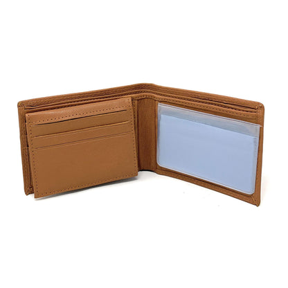 Empire Cove VIP Classic Genuine Leather Slim Bifold Wallets Inside Flip Up ID-Black-