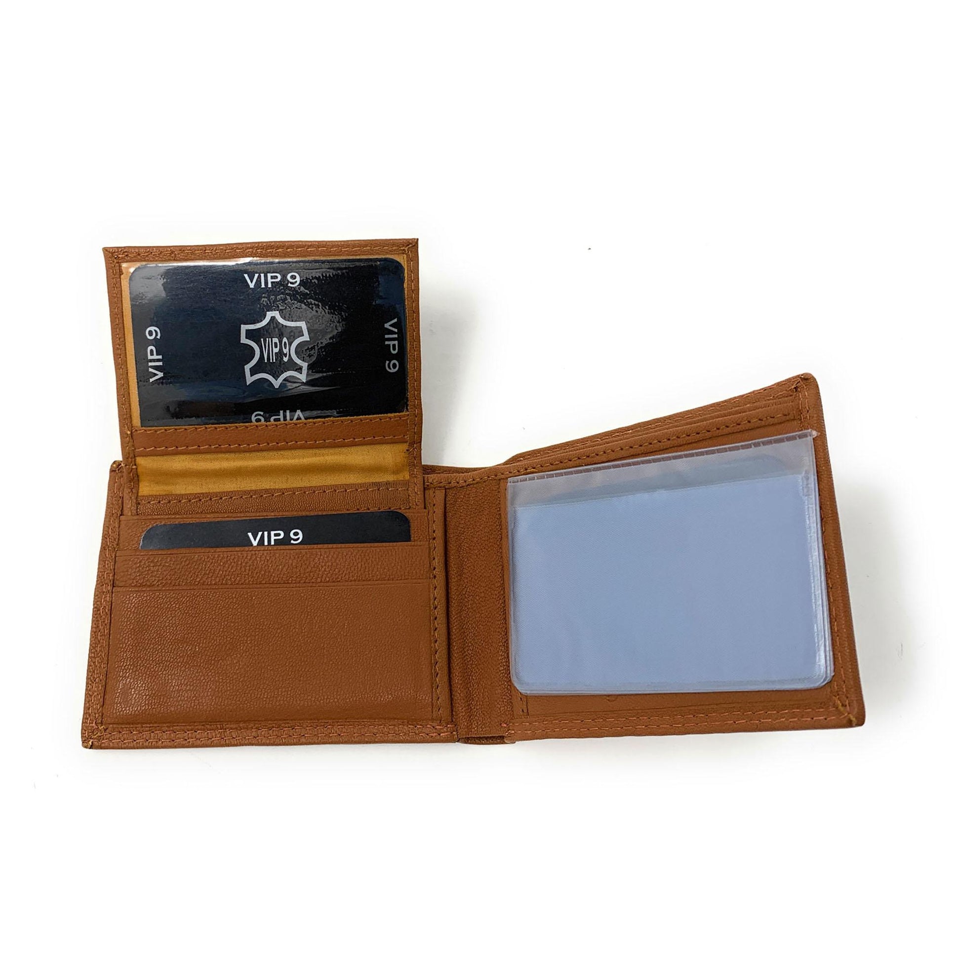 Empire Cove VIP Classic Genuine Leather Slim Bifold Wallets Inside Flip Up ID-Black-