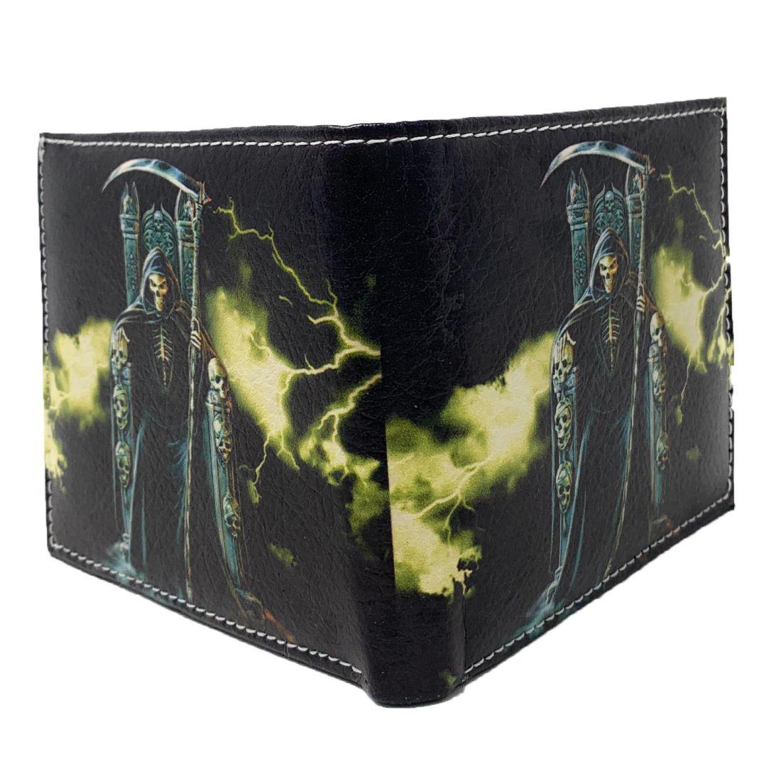 Gothic Skull Grim Reaper Bifold Wallets In Gift Box Mens Womens-White Skull-