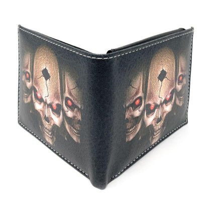 Gothic Skull Grim Reaper Bifold Wallets In Gift Box Mens Womens-White Skull-