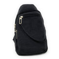 Empire Cove Canvas Cotton Crossbody Sling Bag Backpack Chest Shoulder Bag-Black-