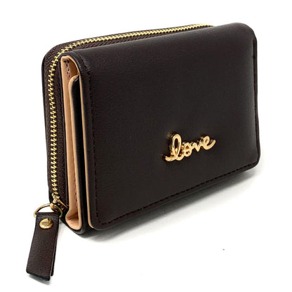 Empire Cove Stylish Trifold Love Wallets for Women Ladies Teens Card Coin Holder-Black-