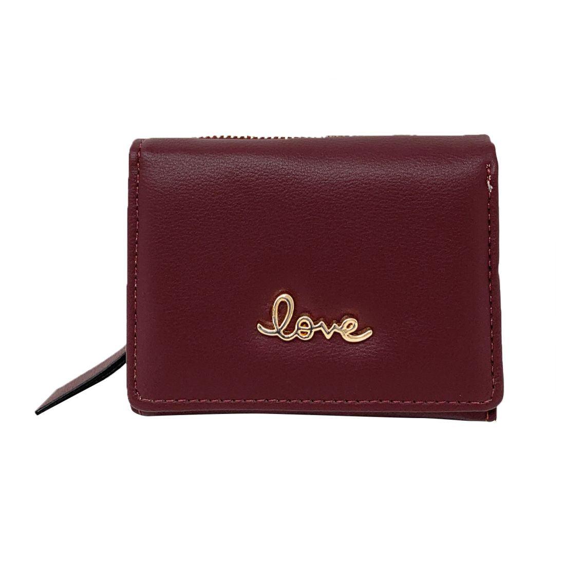 Empire Cove Stylish Trifold Love Wallets for Women Ladies Teens Card Coin Holder-Wine Red-