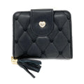 Empire Cove Womens Bifold Quilted Heart Rhinestone Wallets Ladies Teens-Black-