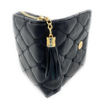 Empire Cove Womens Bifold Quilted Heart Rhinestone Wallets Ladies Teens-Black-