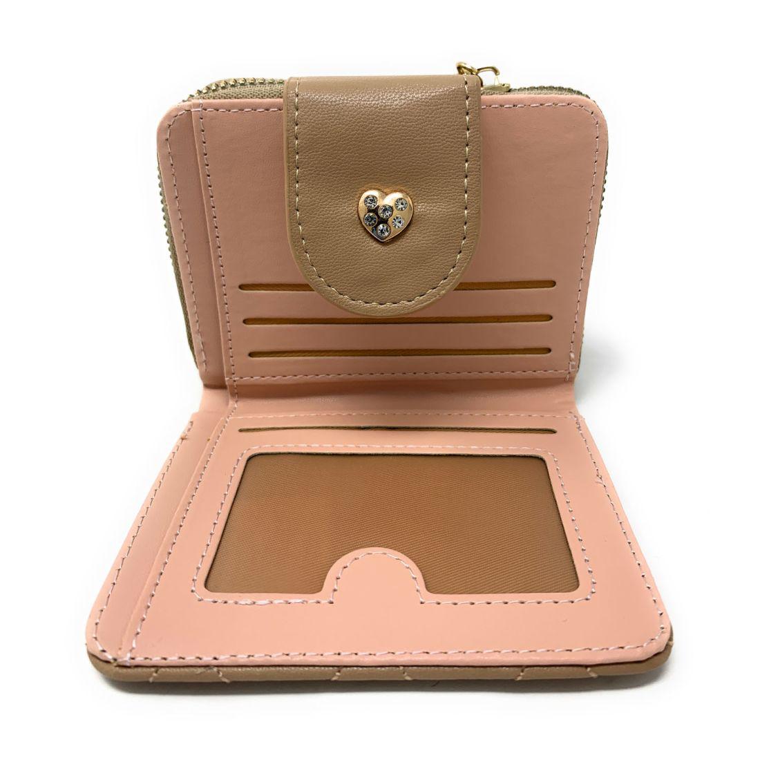 Empire Cove Womens Bifold Quilted Heart Rhinestone Wallets Ladies Teens-Black-