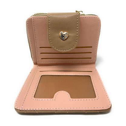 Empire Cove Womens Bifold Quilted Heart Rhinestone Wallets Ladies Teens-Black-