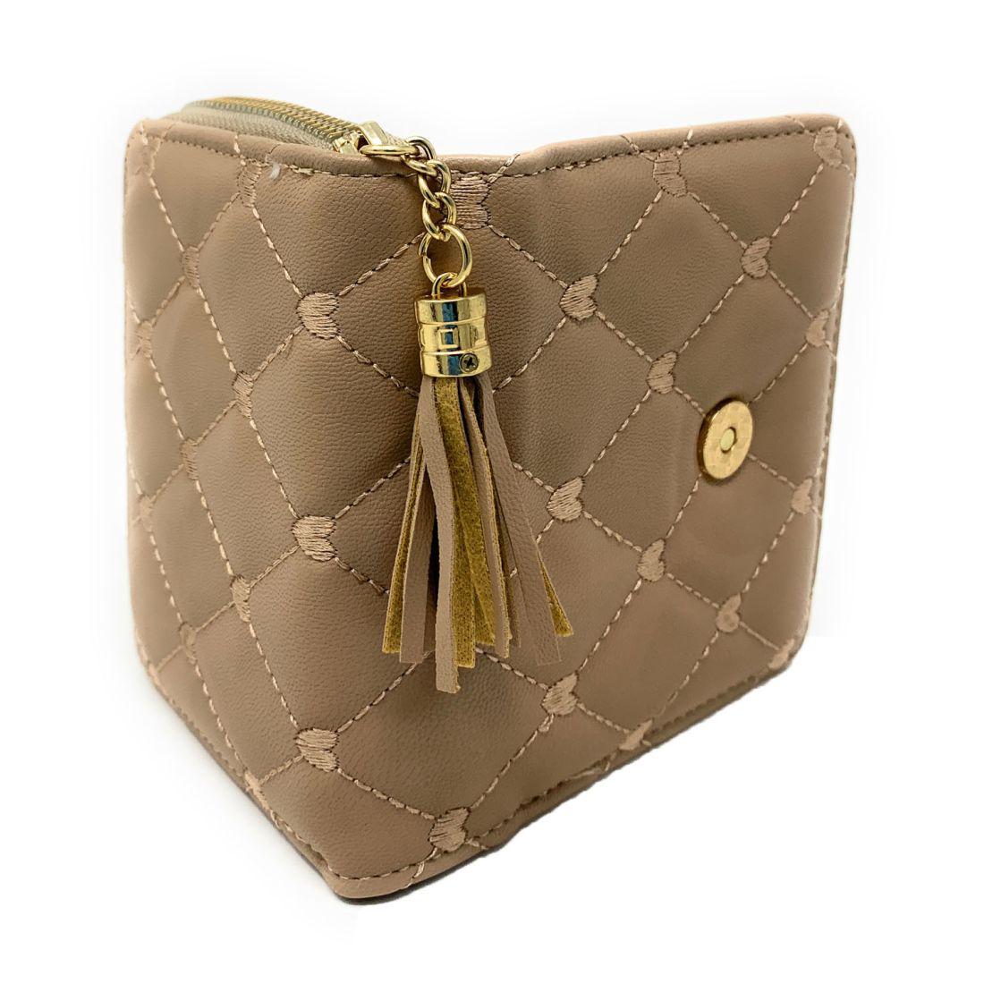 Empire Cove Womens Bifold Quilted Heart Rhinestone Wallets Ladies Teens-Black-