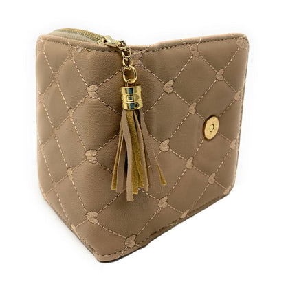 Empire Cove Womens Bifold Quilted Heart Rhinestone Wallets Ladies Teens-Black-