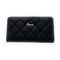 Empire Cove Stylish Fashionable Quilted Love Heart Zip Wallets Womens Teens-Black-