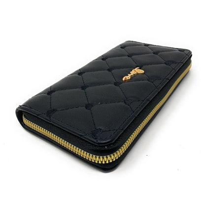 Empire Cove Stylish Fashionable Quilted Love Heart Zip Wallets Womens Teens-Black-