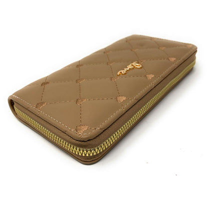 Empire Cove Stylish Fashionable Quilted Love Heart Zip Wallets Womens Teens-Black-
