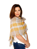 Casaba Rustic Style Plaid Scarves Scarf Wraps Shawls Womens Unisex Warm Winter-Yellow-Rustic-Stripes-