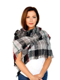 Casaba Rustic Style Plaid Scarves Scarf Wraps Shawls Womens Unisex Warm Winter-Black-Rustic-Stripes-