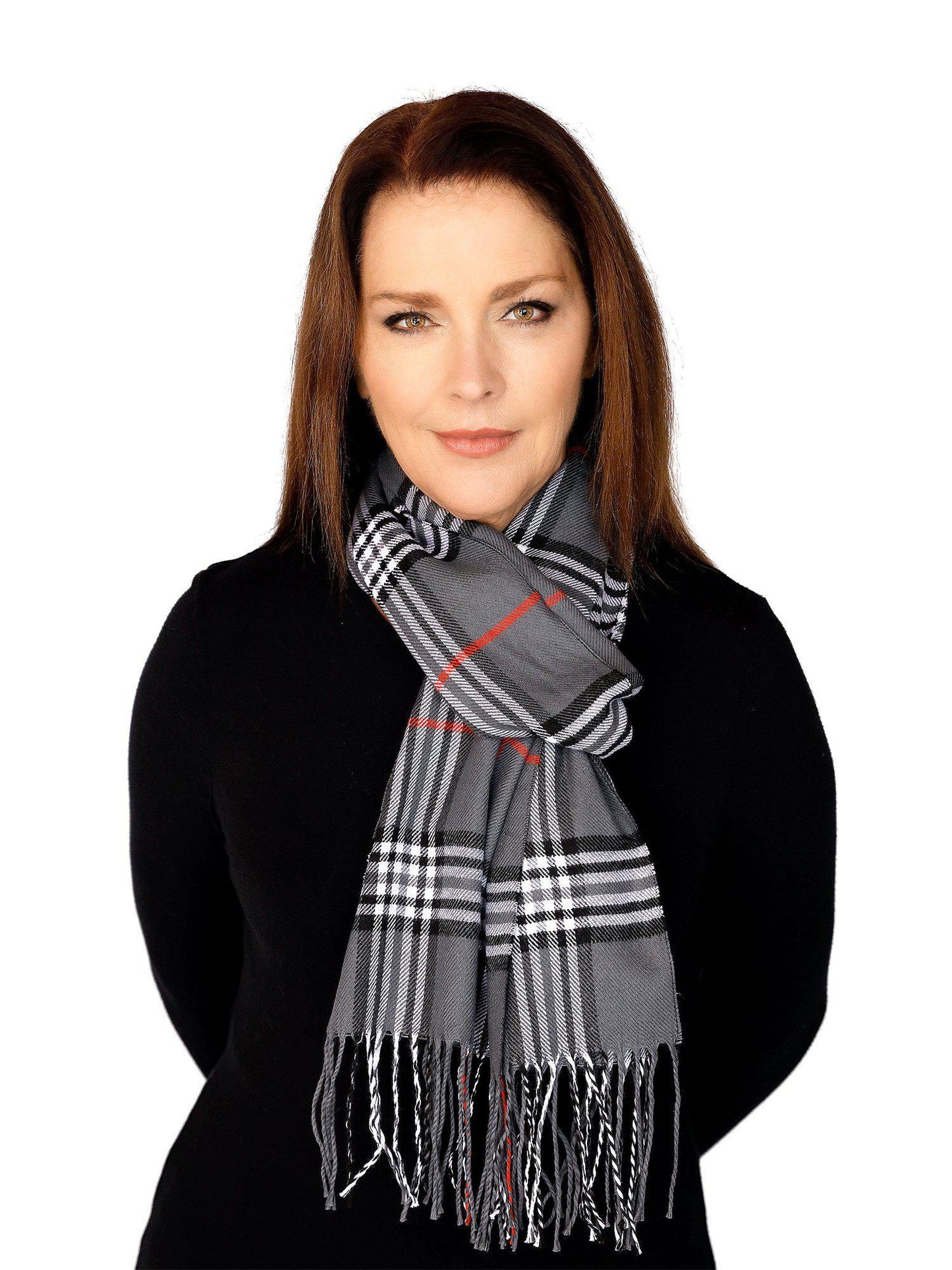 Casaba Warm Winter Scarves Scarf Wraps Classic Plaid Womens Mens Unisex-Grey-Dual Tone-Plaid-
