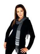 Casaba Warm Winter Neck Scarves Scarf Plaid Elegant Sleek Unisex Womens Mens-Black-Sleek-Plaid- 3 image