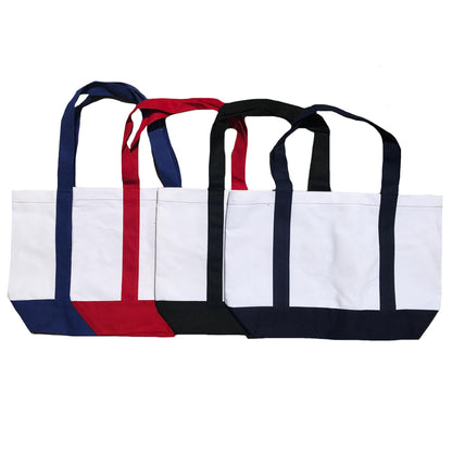 Cotton Canvas Reusable Grocery Shopping Tote Bags With Gusset For Travel Sports Plain 19inch-ROYAL-