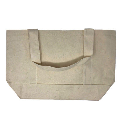 Cotton Canvas Reusable Grocery Shopping Tote Bags With Gusset For Travel Sports Plain 19inch-NATURAL-