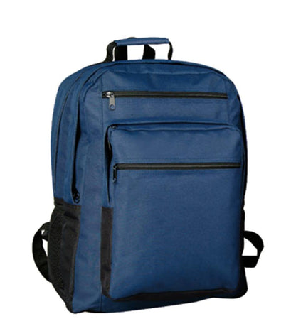 Deluxe Large Backpack Rucksack Travel Bags Zippered School Work Travel 16-1/2inch-NAVY-