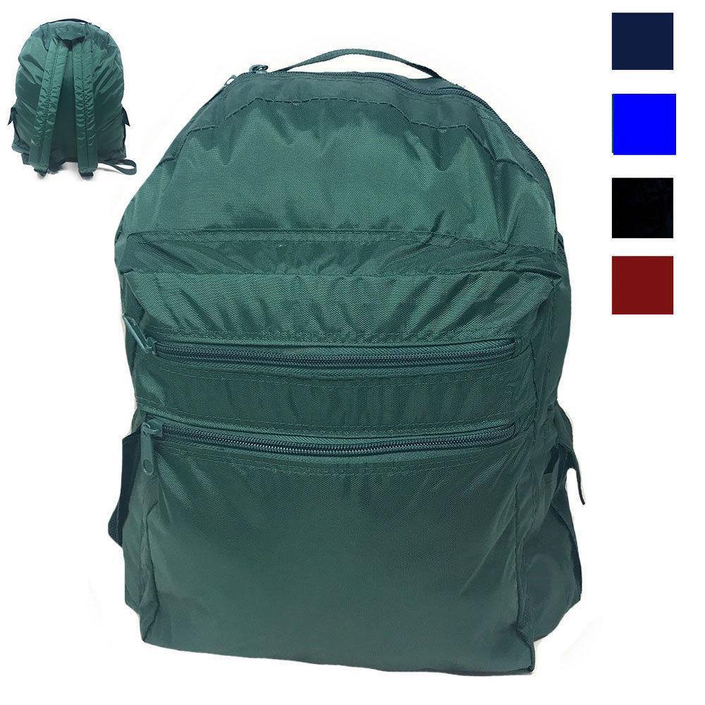 Nylon School Work Backpack Rucksack School Travel Bags Pockets Padded Strap 12 X 16inch-BLACK-