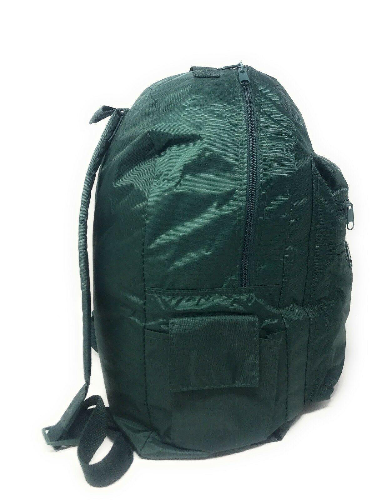 Nylon School Work Backpack Rucksack School Travel Bags Pockets Padded Strap 12 X 16inch-BLACK-