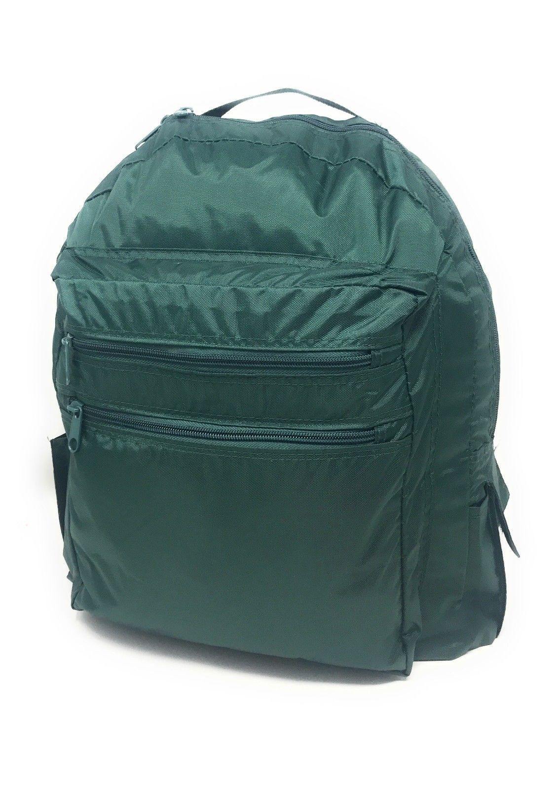 Nylon School Work Backpack Rucksack School Travel Bags Pockets Padded Strap 12 X 16inch-BLACK-