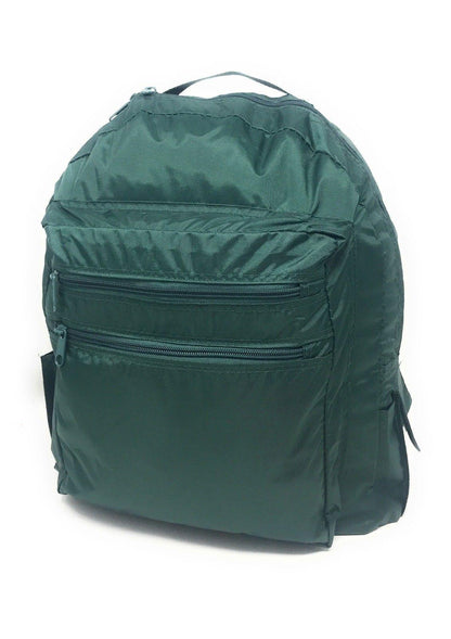 Nylon School Work Backpack Rucksack School Travel Bags Pockets Padded Strap 12 X 16inch-BLACK-