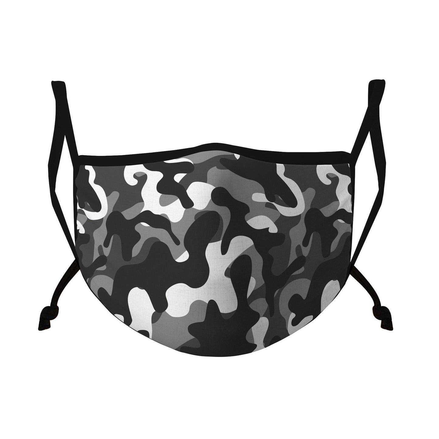 Casaba Fashion Face Masks Cotton Poly Adjustable Washable Reusable Double Layer-Black Camo-