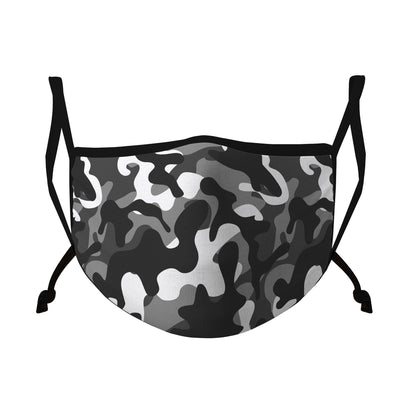 Casaba Fashion Face Masks Cotton Poly Adjustable Washable Reusable Double Layer-Black Camo-
