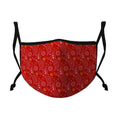 Casaba Fashion Face Masks Cotton Poly Adjustable Washable Reusable Double Layer-Red Paisley-