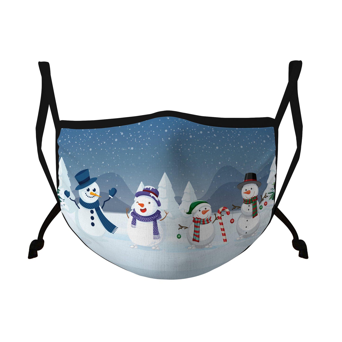 Casaba 4 Pack Face Masks Adult Kids Sizes Fun Cute Holiday Christmas Cotton Poly Adjustable Washable Reusable-Holiday Pack A-Adult-