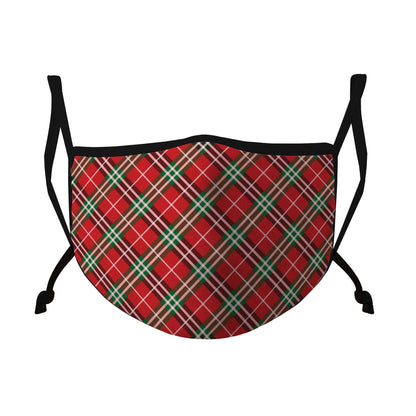 Casaba Fashion Face Masks Cotton Poly Adjustable Washable Reusable Double Layer-Holiday Plaid-
