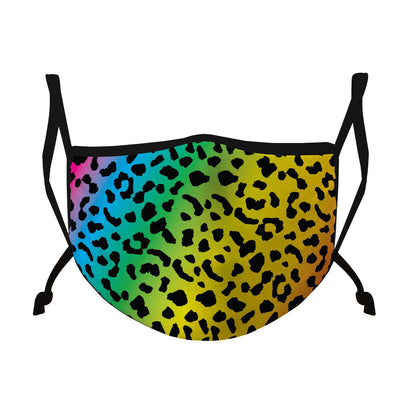 Casaba Fashion Face Masks Cotton Poly Adjustable Washable Reusable Double Layer-Neon Leopard-