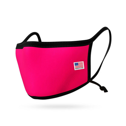 Kids Size Adjustable Face Mask for Children Boys Girls Cloth Double Layer Masks Washable Reusable Made in USA aged 3 to 7-Hot Pink-