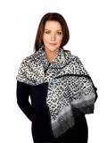 Casaba Womens Animal Leopard Skin Prints Sheer Scarves Scarf Shawls Light Wrap-Black-