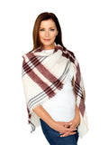 Casaba Womens Winter Scarves Scarf Wraps Shawls Plaid Style Great Gifts-Wine-White-