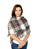 Casaba Womens Winter Scarves Scarf Wraps Shawls Plaid Style Great Gifts-Blue-Brown Stripes-