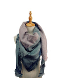 Casaba Womens Winter Scarves Scarf Wraps Shawls Plaid Style Great Gifts-Pink-Grey-Stripes-