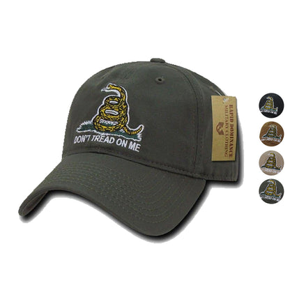 Gadsden Flag Rattlesnake Tea Party Don't Tread On Me Baseball Dad Caps Hats Polo-Black-