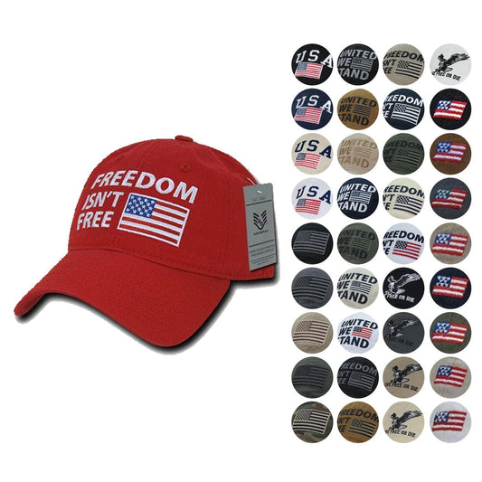 1 Dozen American Flag United We Stand Gadsen Washed Cotton Caps Hats Wholesale Lots-